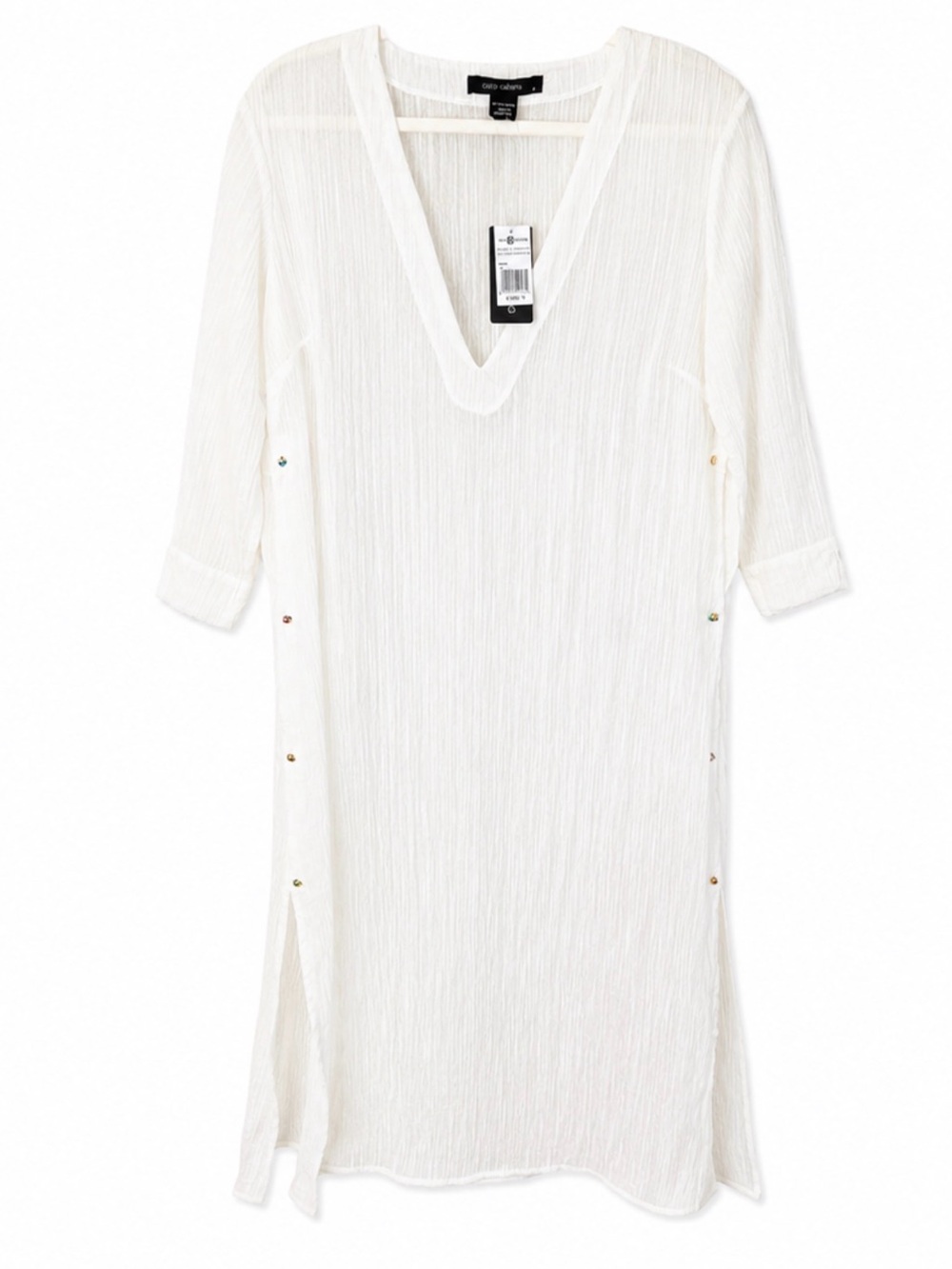Cream V‑Neck Beach Coverup with Side Snaps